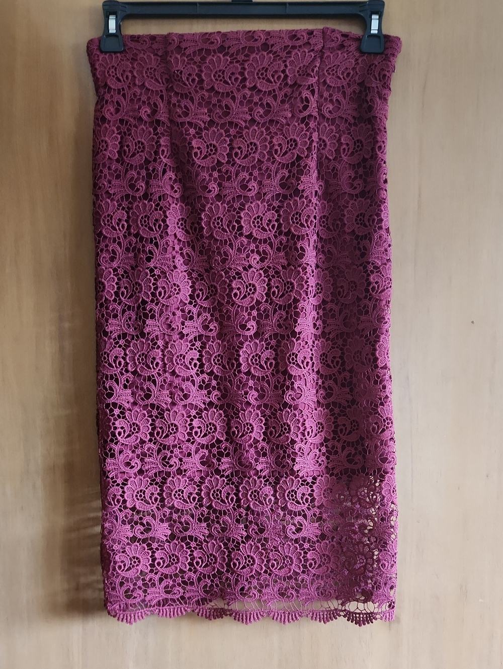 Wine Lace Pencil Skirt